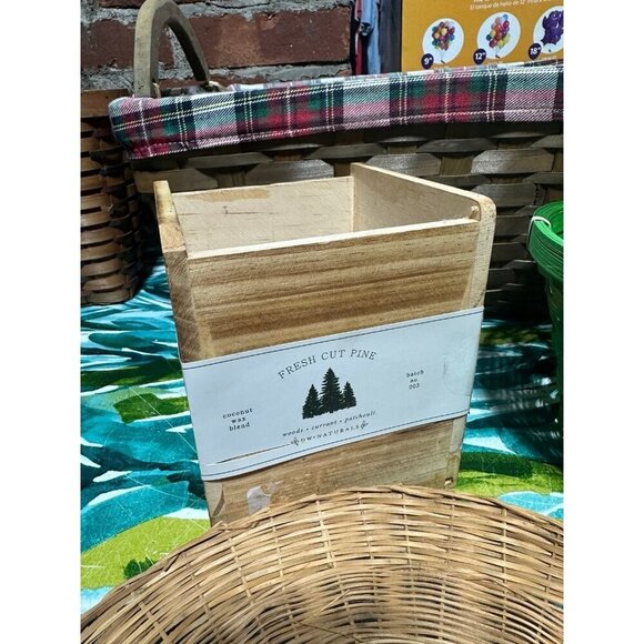 Lot of 9 Wooden / Wicker decorative baskets - Picture 5 of 12